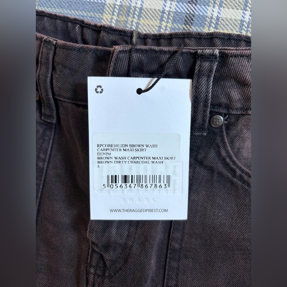 FREE PEOPLE THE RAGGED PRIEST COCOA BROWN MAXI DENIM SKIRT OVERSIZED 4 - Picture 5 of 11